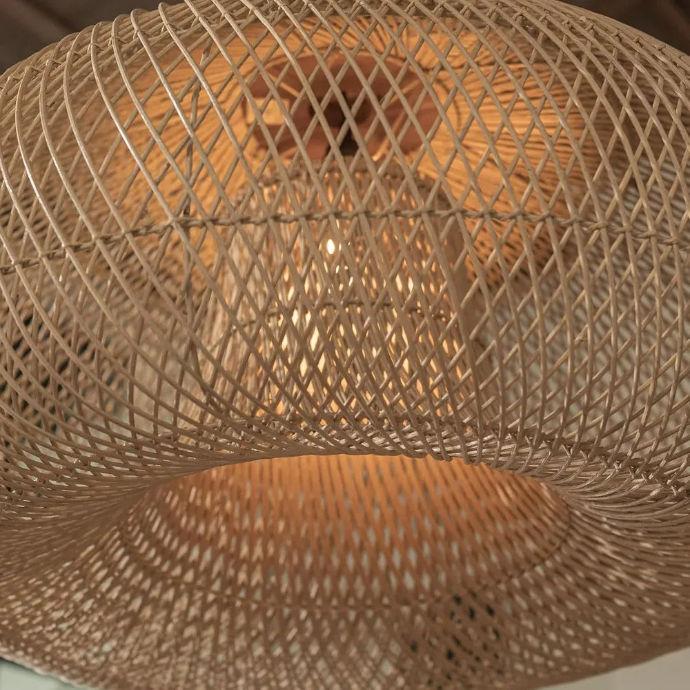 Handwoven Natural Fiber Ceiling Fixture with Ambient Shadow Play – Dome & Cylinder Styles | Thomler