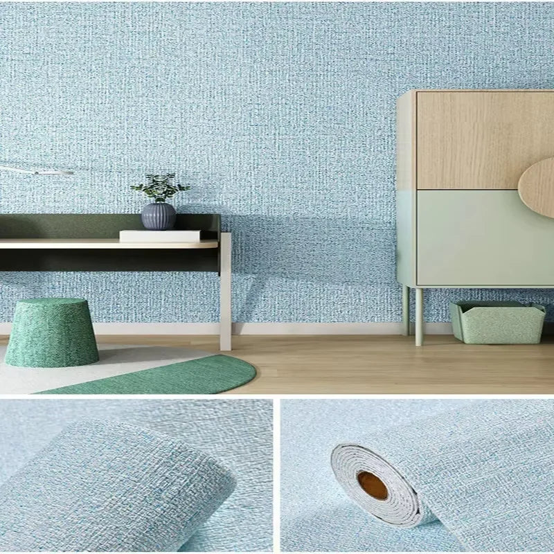 Wallpaper Linen Texture 50.0 cm Peel Stick 3D Wall Panel Living Room Bedroom Moisture Resistant Self Adhesive Covering | Thomler