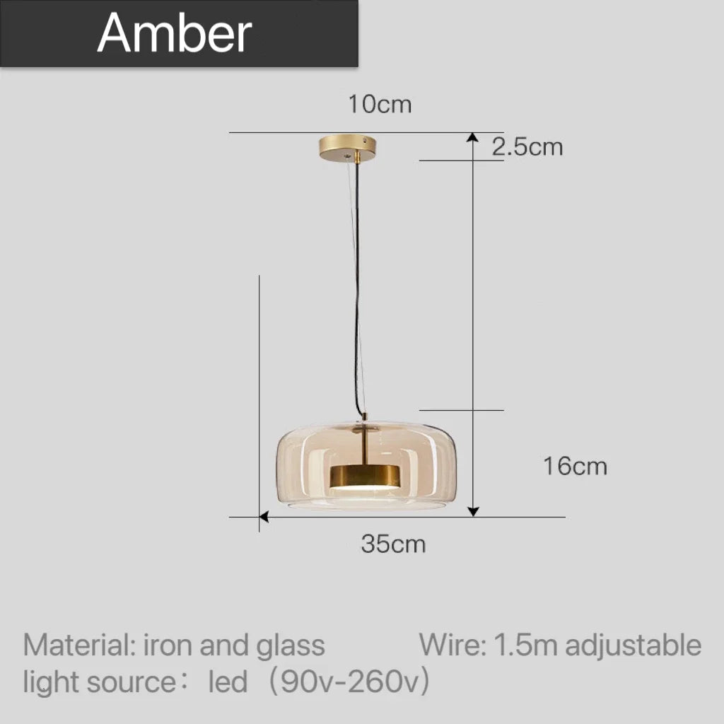 Glass Globe Hanging Fixture Adjustable Ceiling Light for Kitchen Island Dining Room Living Space | Amber Clear Gray in 6 10 or 14 Inch Diame | Thomler
