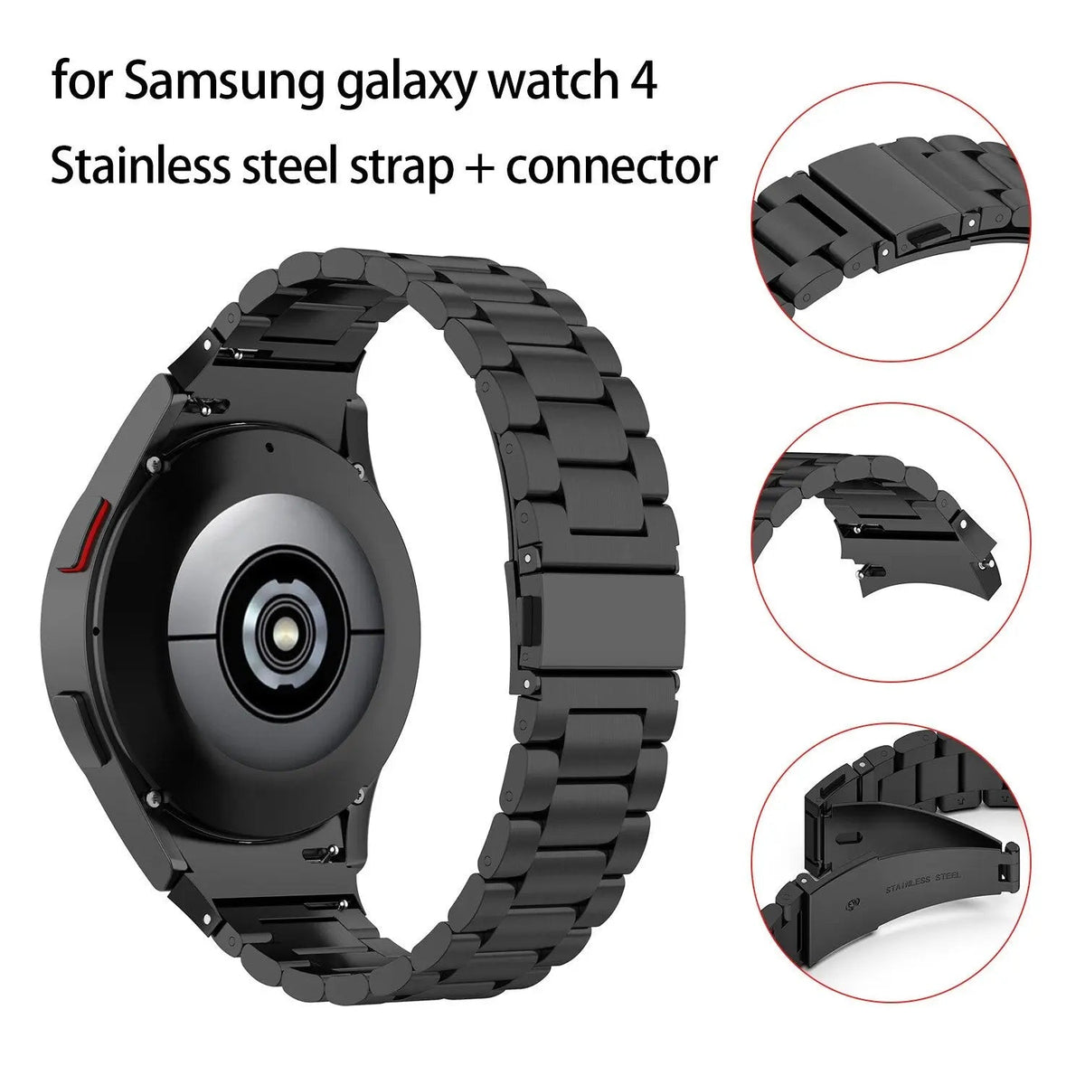 Leather & Steel Smartwatch Strap for Galaxy Watch 5 – Adjustable Wristband in Multiple Finishes | Thomler