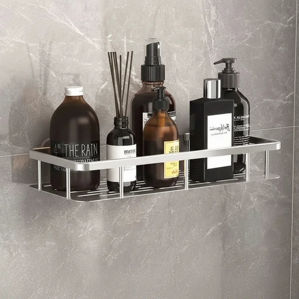 Bathroom Shelf ABS Plastic Drill-Free 10.6 in x 8.3 in Wall Mounted Storage Rack Modern Bathroom Organizer Triangular or Rectangular Designs | Thomler