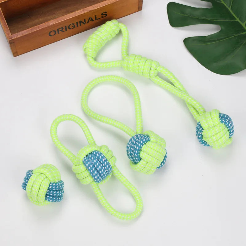 Cotton Rope Dog Chew Toys – Interactive Tug Balls for Puppies & Dogs – Dental Cleaning Play Set for Small to Medium Pets | Thomler