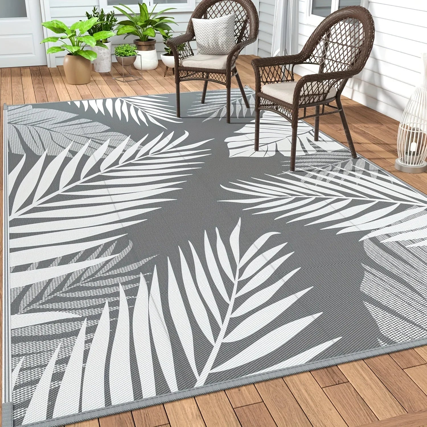 Outdoor Rug Waterproof PP 150.0 cm x 240.0 cm Grey Patio Garden Camping Picnic Balcony Mat | Thomler