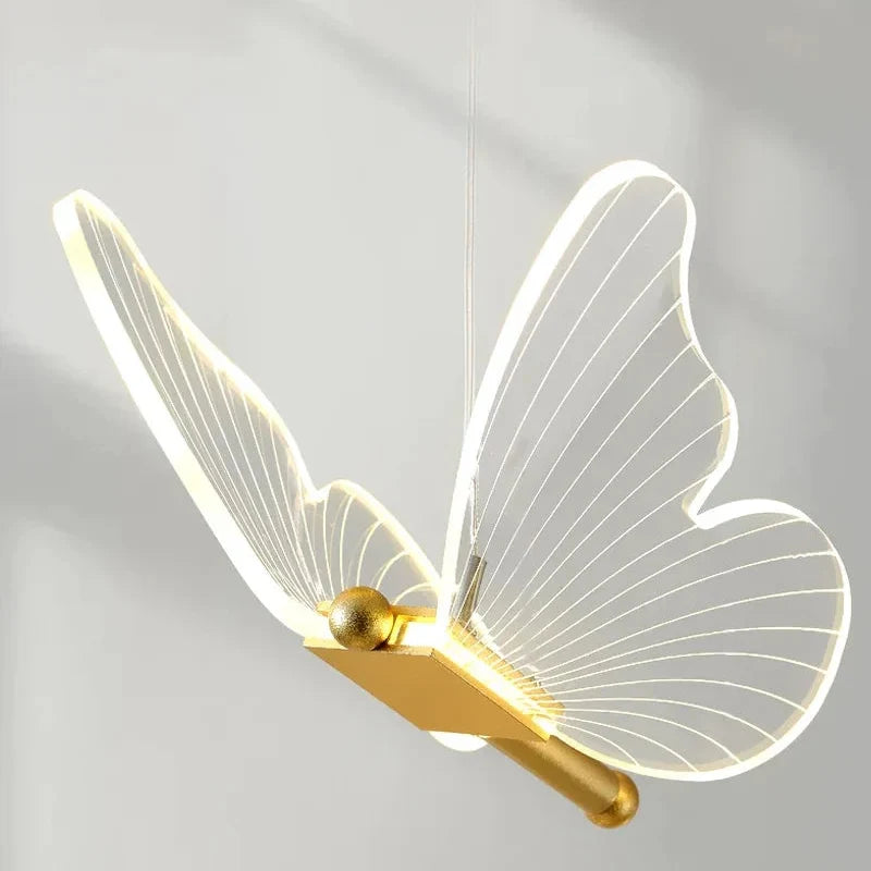 Butterfly Wing LED Hanging Light – Etched Acrylic Pendant with Adjustable Cord | Thomler