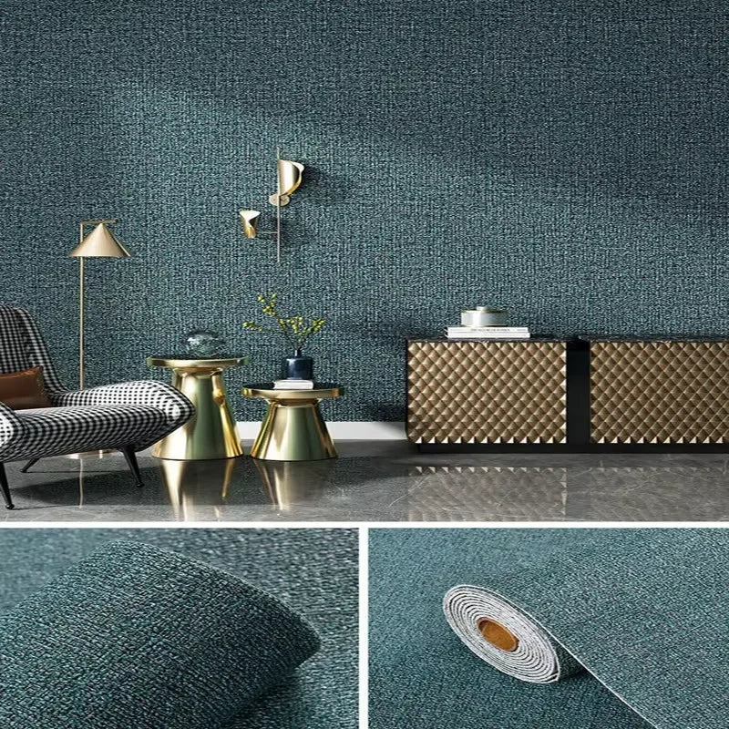 Wallpaper Linen Texture 50.0 cm Peel Stick 3D Wall Panel Living Room Bedroom Moisture Resistant Self Adhesive Covering | Thomler