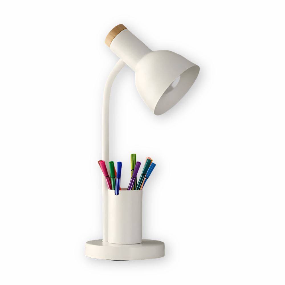 Desk Lamp Adjustable 45.0 cm (17.7") With Phone Holder Pen Storage Wrought Iron Base Task Light Study Bedroom Office | Thomler