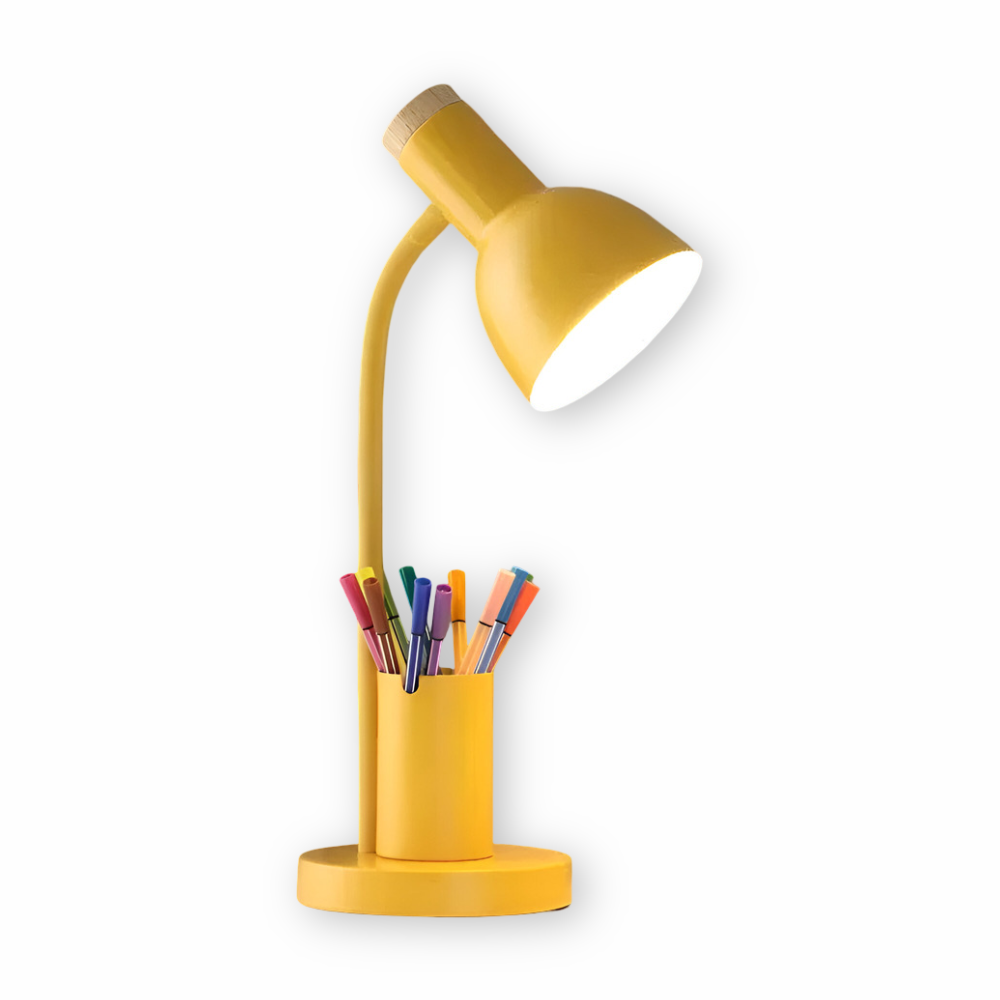 Desk Lamp Adjustable 45.0 cm (17.7") With Phone Holder Pen Storage Wrought Iron Base Task Light Study Bedroom Office | Thomler