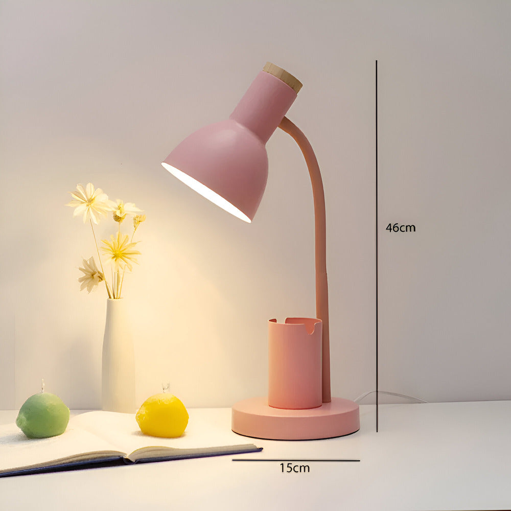 Desk Lamp Adjustable 45.0 cm (17.7") With Phone Holder Pen Storage Wrought Iron Base Task Light Study Bedroom Office | Thomler