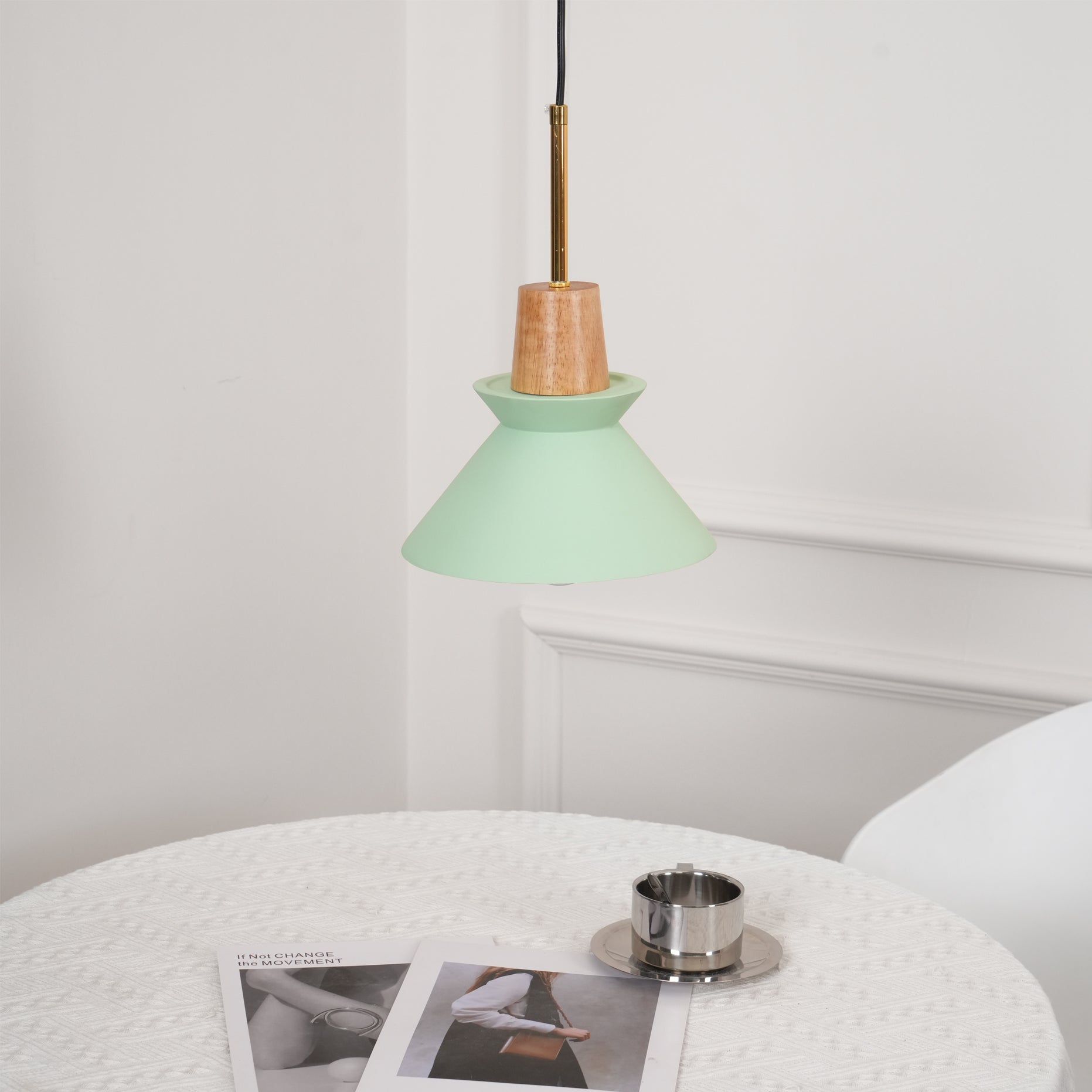 Pendant Light Resin Wood 8.7 in Dining Room Kitchen Island Hanging Ceiling Lamp Scandinavian Style | Thomler