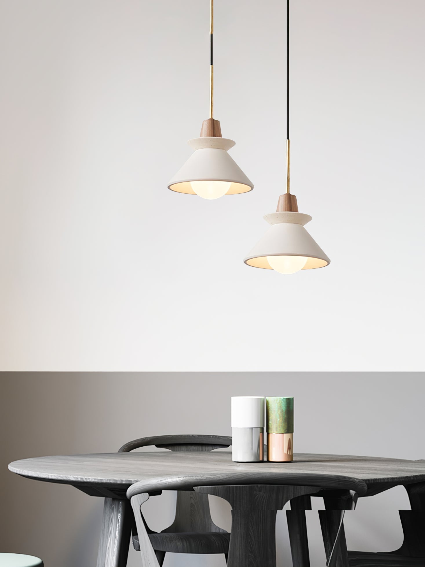 Pendant Light Resin Wood 8.7 in Dining Room Kitchen Island Hanging Ceiling Lamp Scandinavian Style | Thomler