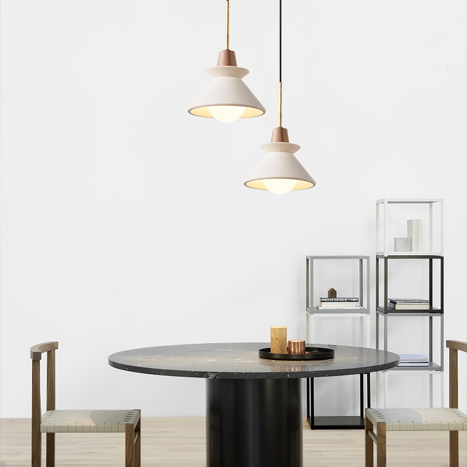 Pendant Light Resin Wood 8.7 in Dining Room Kitchen Island Hanging Ceiling Lamp Scandinavian Style | Thomler