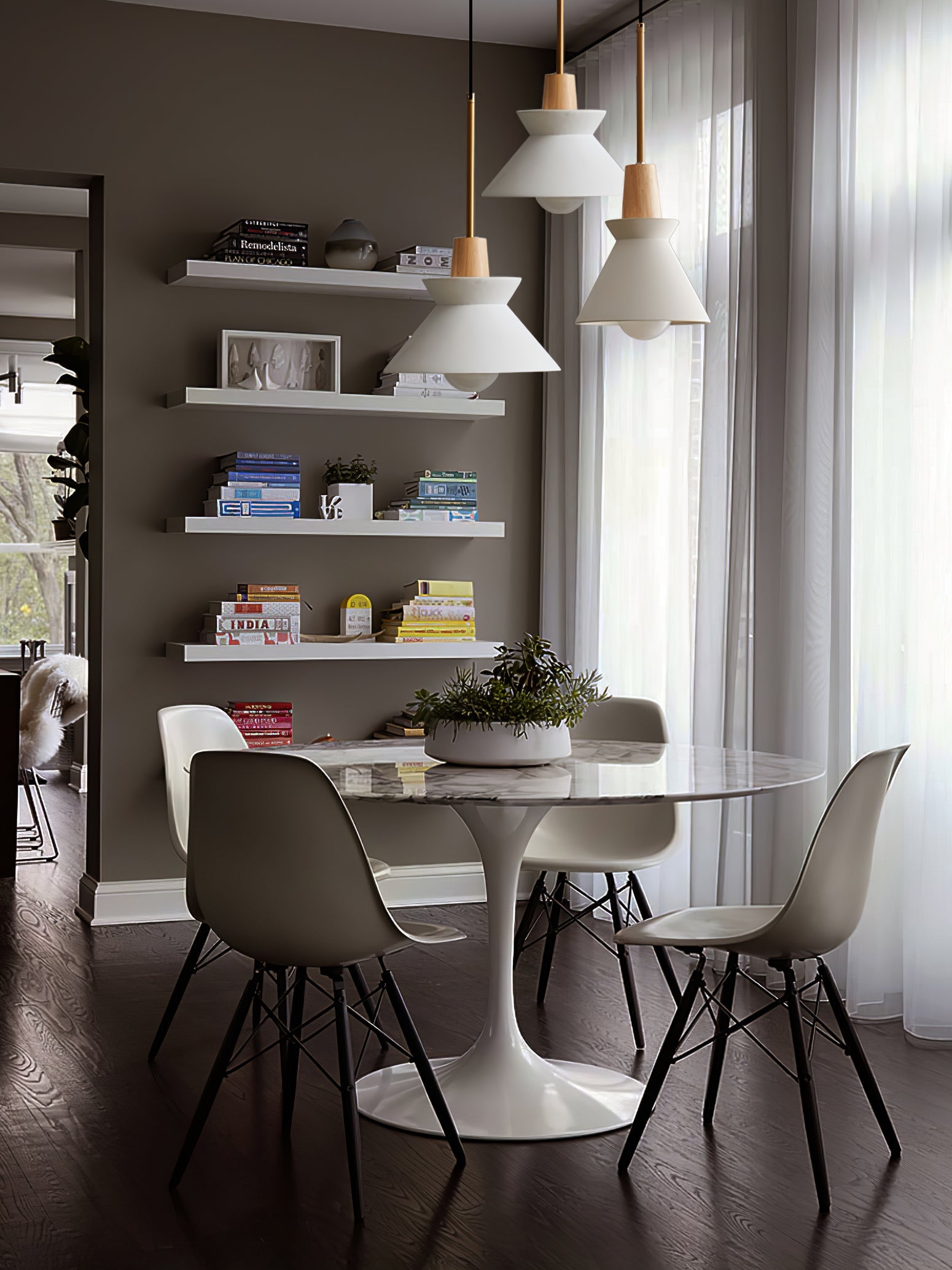Pendant Light Resin Wood 8.7 in Dining Room Kitchen Island Hanging Ceiling Lamp Scandinavian Style | Thomler