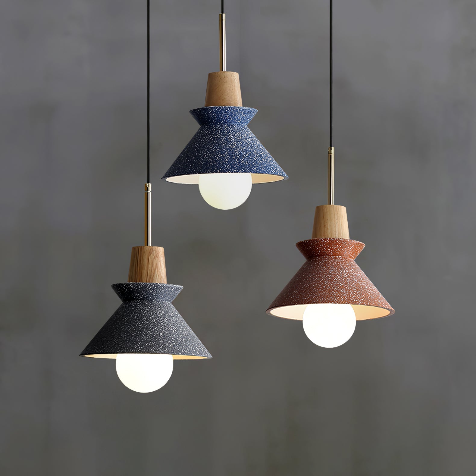 Pendant Light Resin Wood 8.7 in Dining Room Kitchen Island Hanging Ceiling Lamp Scandinavian Style | Thomler