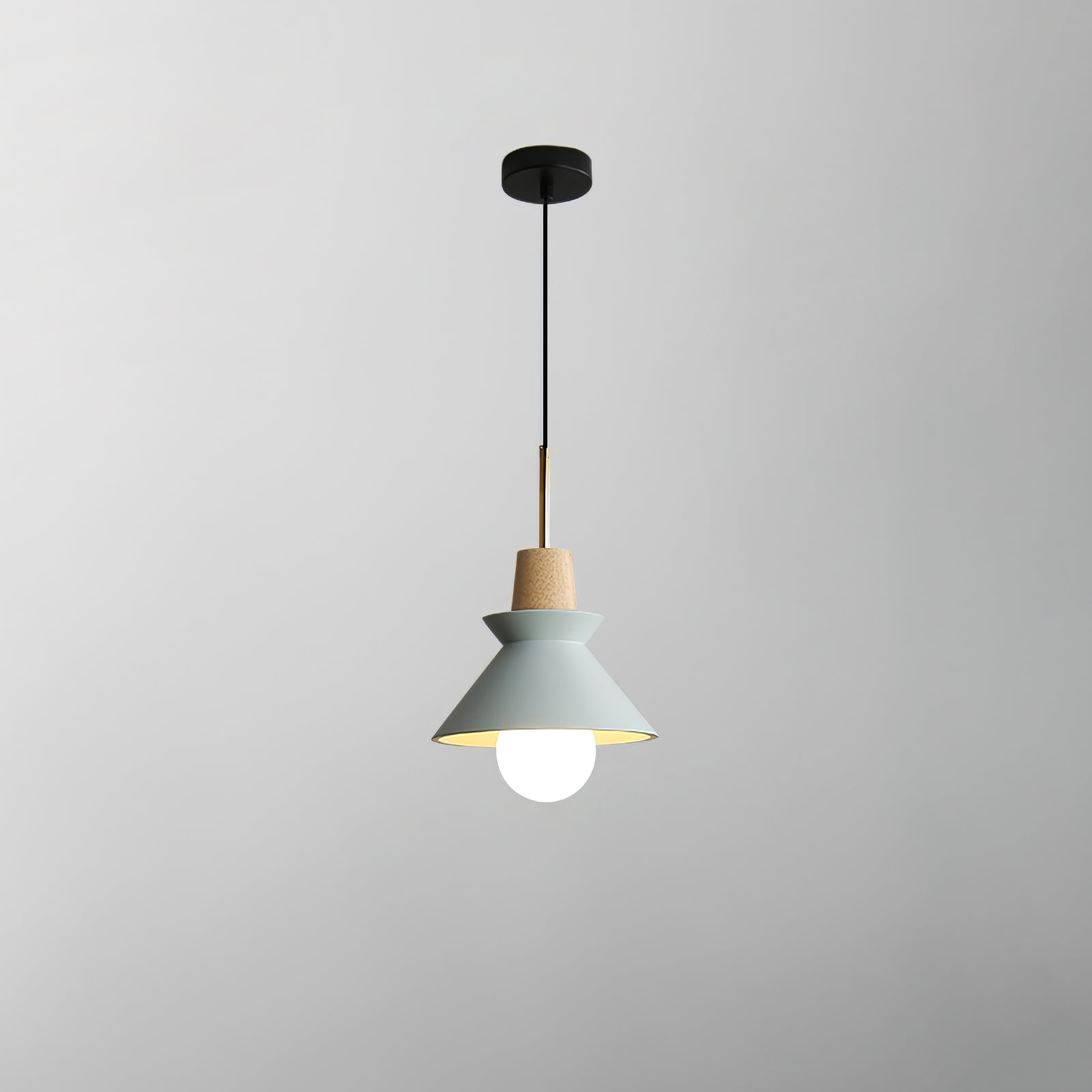 Pendant Light Resin Wood 8.7 in Dining Room Kitchen Island Hanging Ceiling Lamp Scandinavian Style | Thomler