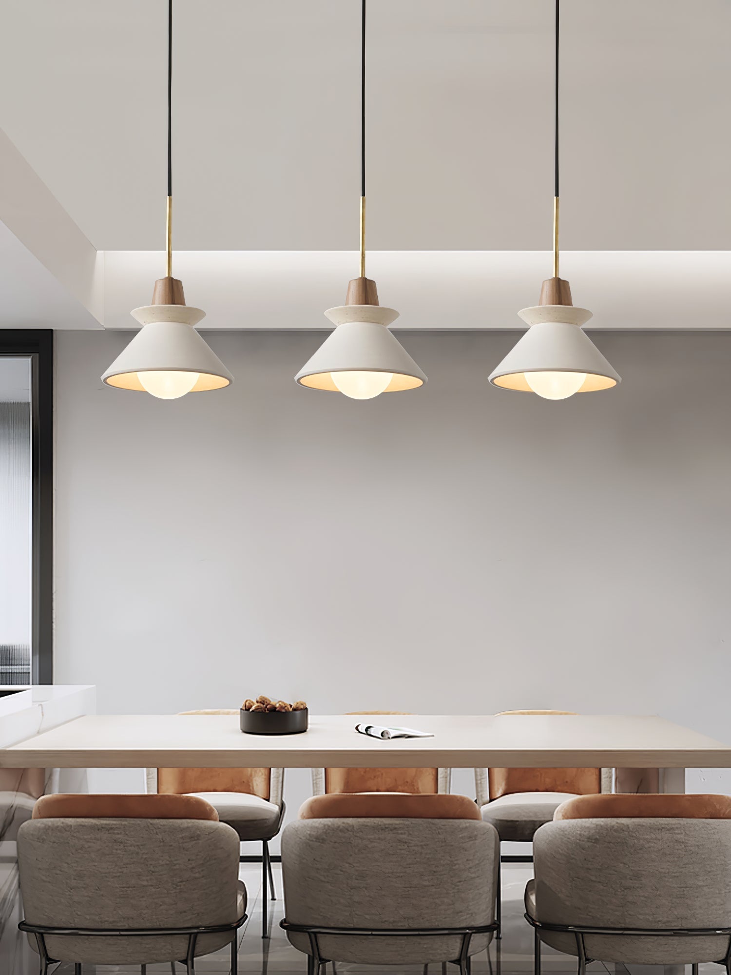 Pendant Light Resin Wood 8.7 in Dining Room Kitchen Island Hanging Ceiling Lamp Scandinavian Style | Thomler