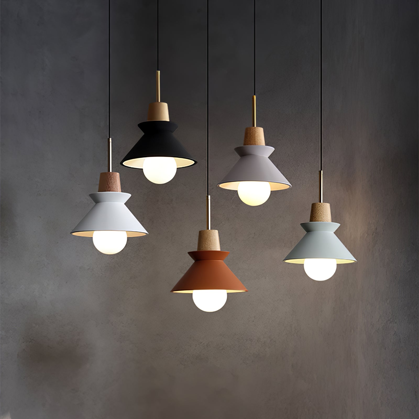 Pendant Light Resin Wood 8.7 in Dining Room Kitchen Island Hanging Ceiling Lamp Scandinavian Style | Thomler