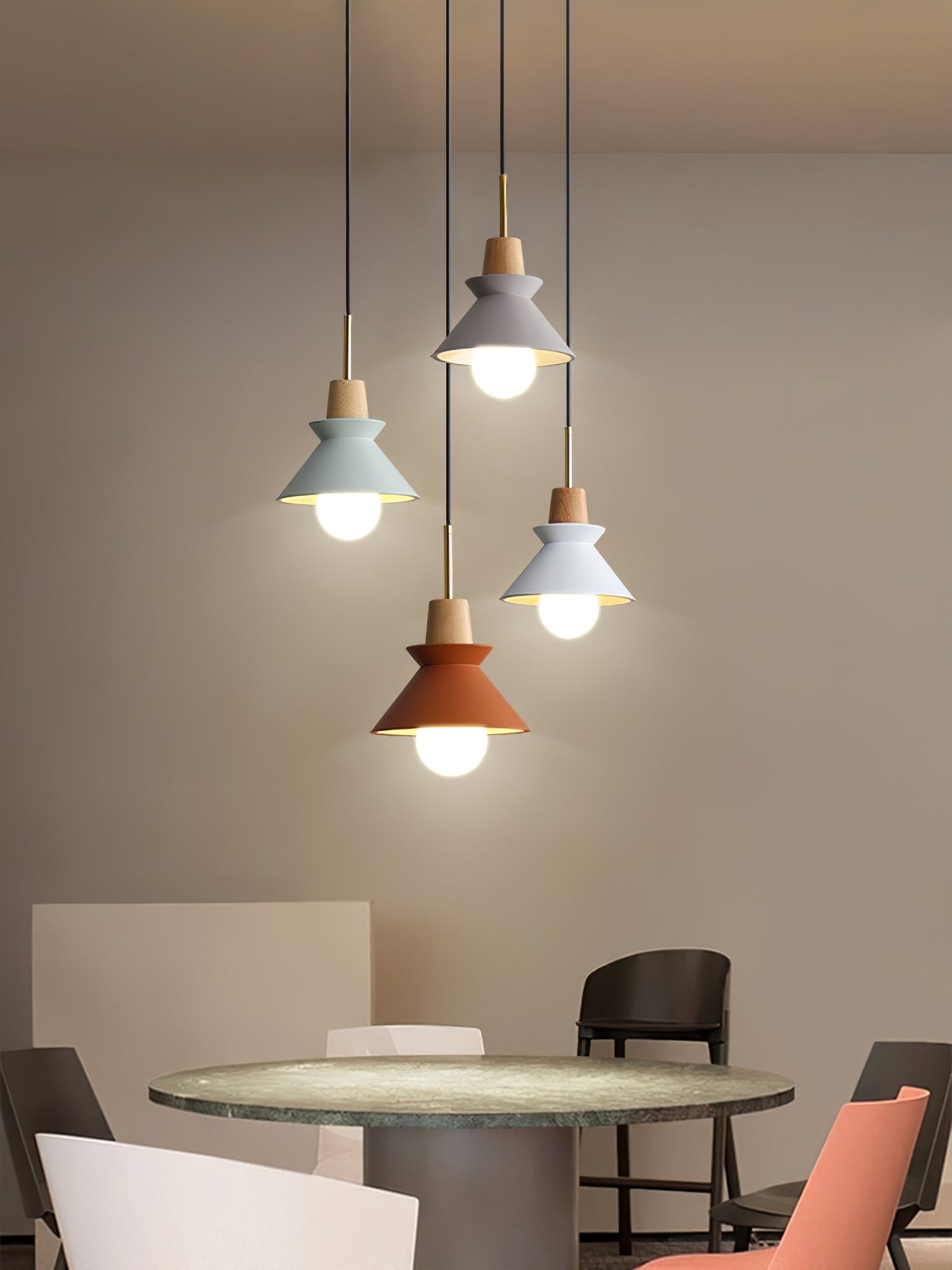 Pendant Light Resin Wood 8.7 in Dining Room Kitchen Island Hanging Ceiling Lamp Scandinavian Style | Thomler