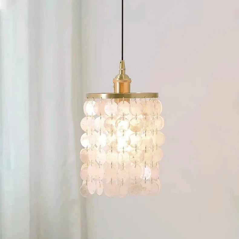 Tiered Oceanic Shell Disc Pendant with LED Illumination – Cascading Statement Fixture for High Ceilings | Thomler
