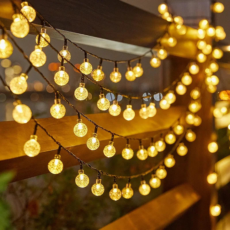 Outdoor Globe String Lights Solar Powered Weather Resistant Patio Decor 8 Flashing Modes Yard Party Holiday Ambient Lighting for Gardens | Thomler