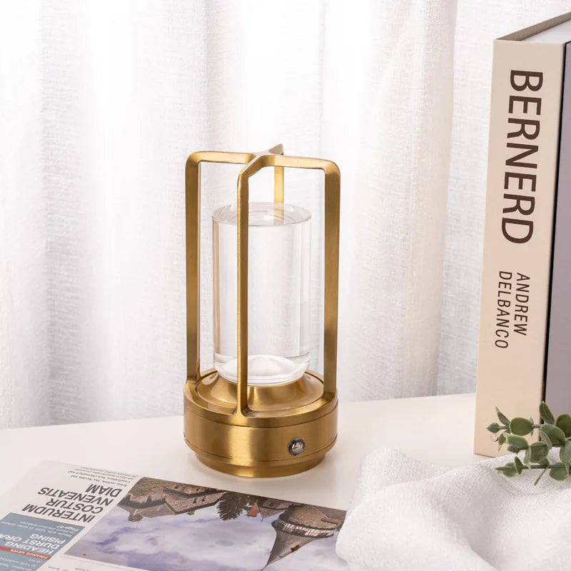 Table Lamp PVC Metal 7 in Cordless Crystal Accent Light Portable Bedroom Living Room Decorative Night Lamp | Thomler