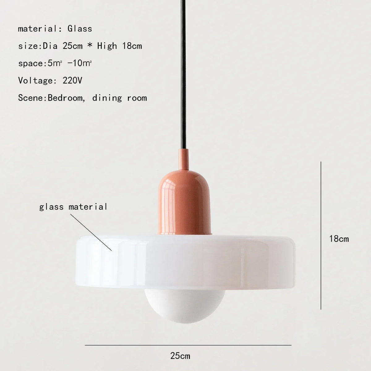 Tinted Glass Pendant Light – Contemporary Hanging Fixture with Colorful Accents for Dining Room & Bedroom | Thomler