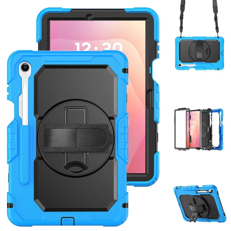 Heavy-Duty Tablet Case for Samsung Galaxy Tab S11–S7 with Rotating Hand Strap, Kickstand & Shoulder Strap | Thomler