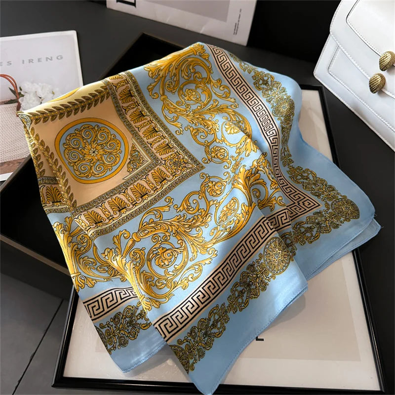 2025 Nieuwe Mode 70X70 cm Gedrukt Dames Sjaal Pashmina Zijden Sjaal Vierkante Sjaal Decoratieve Hoofdband Hals Luxe Design Bandana