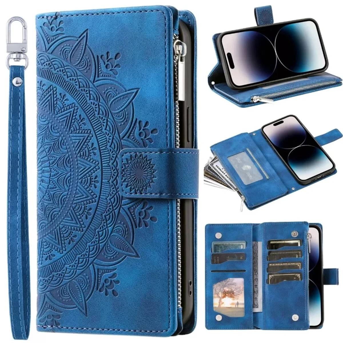 Leren flipcase voor Samsung Galaxy S26 S25 S23 S24 Ultra S22 S21 Plus S20 FE + Note 20 10 9 met kaarthouder en reliëfprint telefoonhoesje