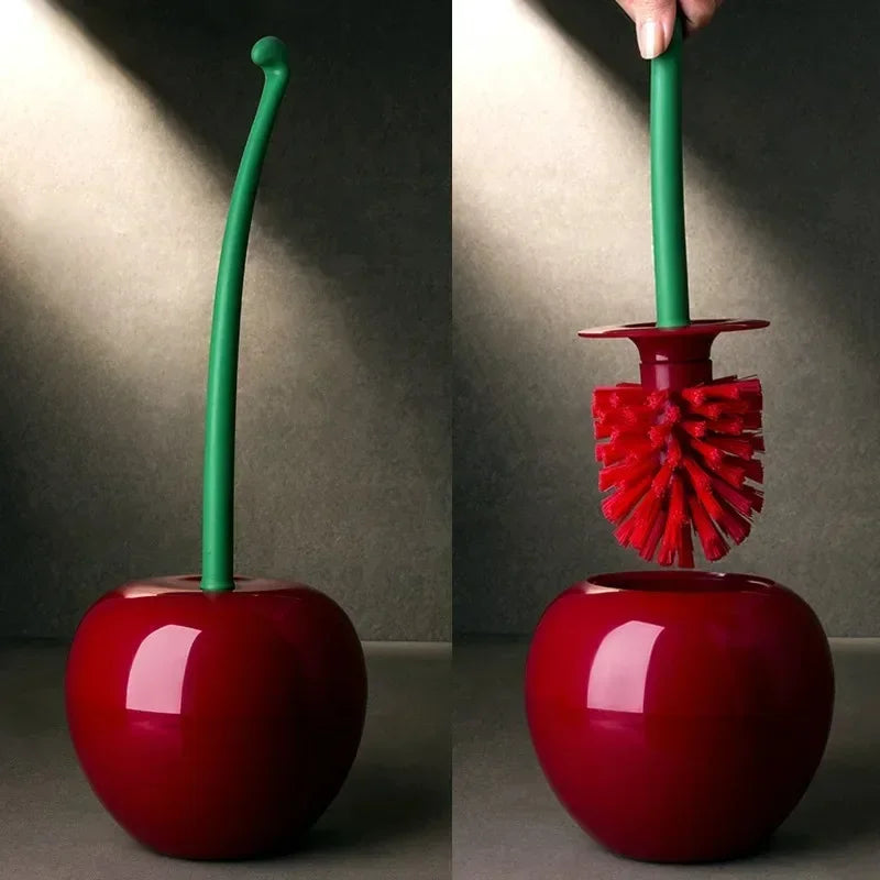Cherry-Shaped Toilet Brush with Extended Handle and Decorative Stand for Bathroom Cleaning | Thomler