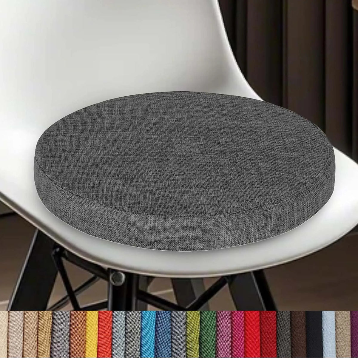 Round Seat Pad with Zipper – Machine-Washable Cotton-Blend Stool Cushion for Kitchen, Dining, Bar & Office Chairs | Thomler