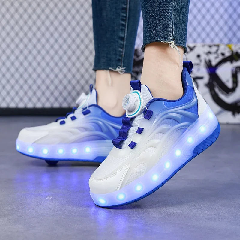 Kids Light-Up Roller Skate Shoes with USB Rechargeable LED Wheels | Rolling Sneakers for Boys & Girls | Outdoor Recreation & Active Play | Thomler