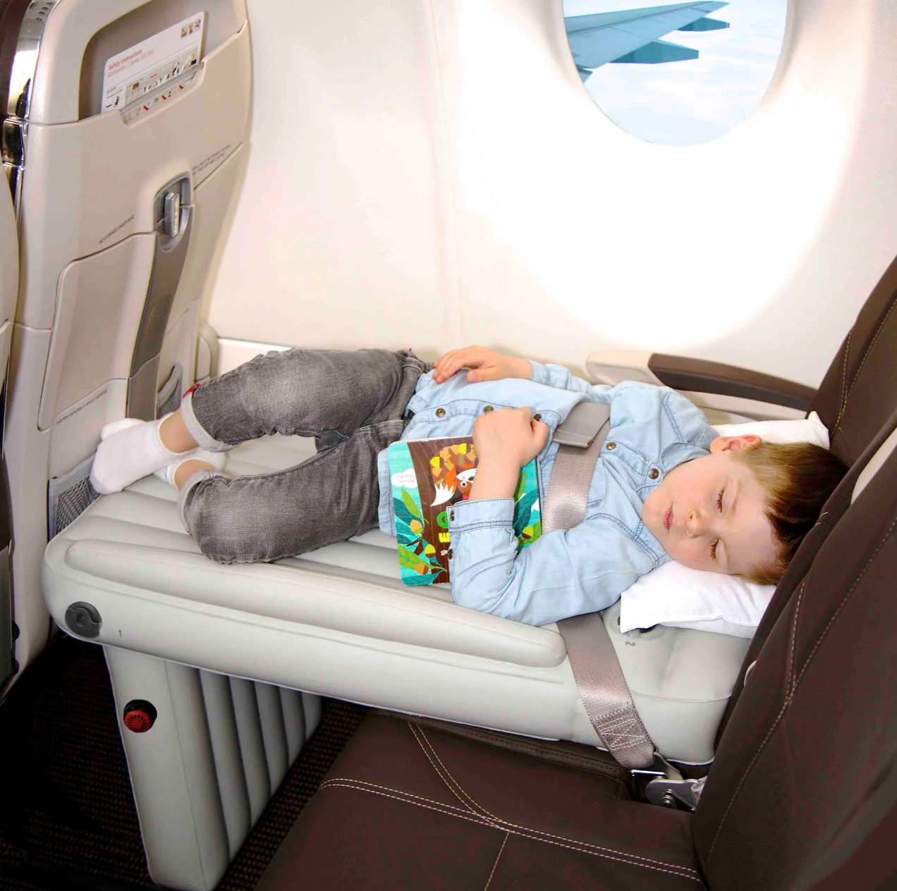 Inflatable Travel Bed for Kids - Airplane Sleep Cushion with Pump for Toddlers Up to Age 5 | Thomler
