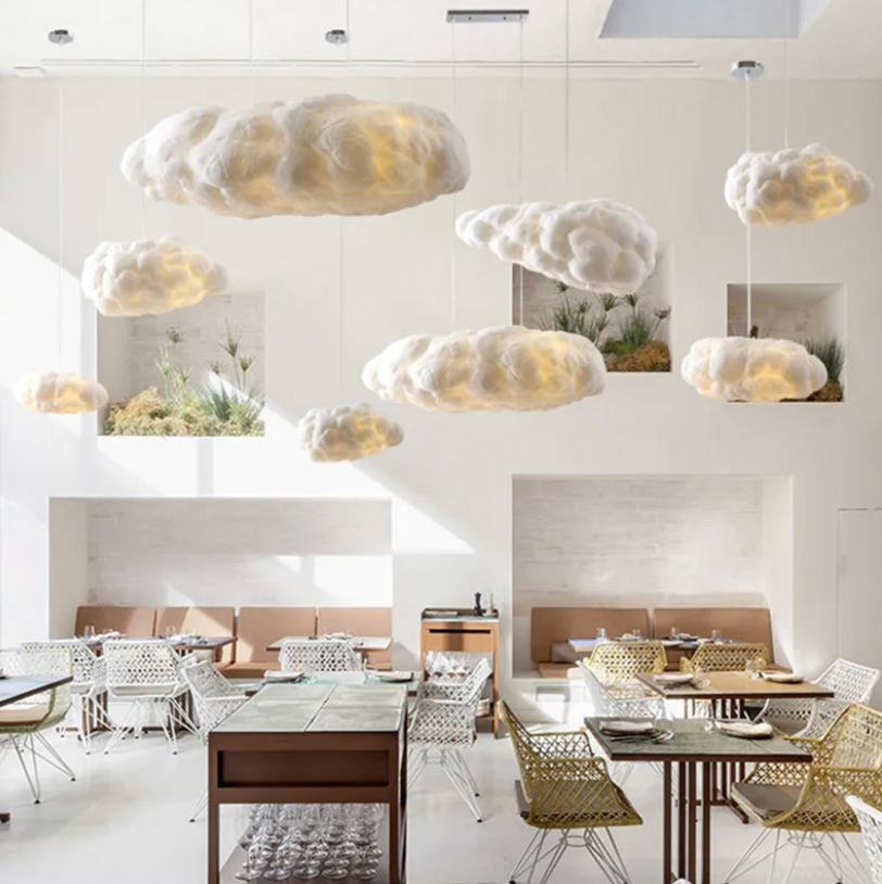 Cloud-Inspired Pendant Light – Modern Floating Design for Living Room, Bedroom & Dining | Adjustable Hanging Light Fixture, White Shade | Thomler