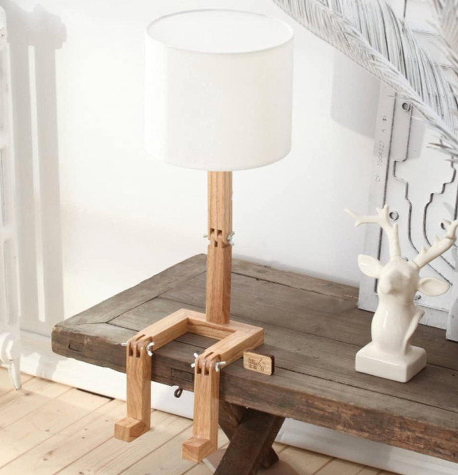 Scandinavian Wood Reading Lamp with Shelf | Adjustable Table Light for Bedroom & Living Room | Thomler