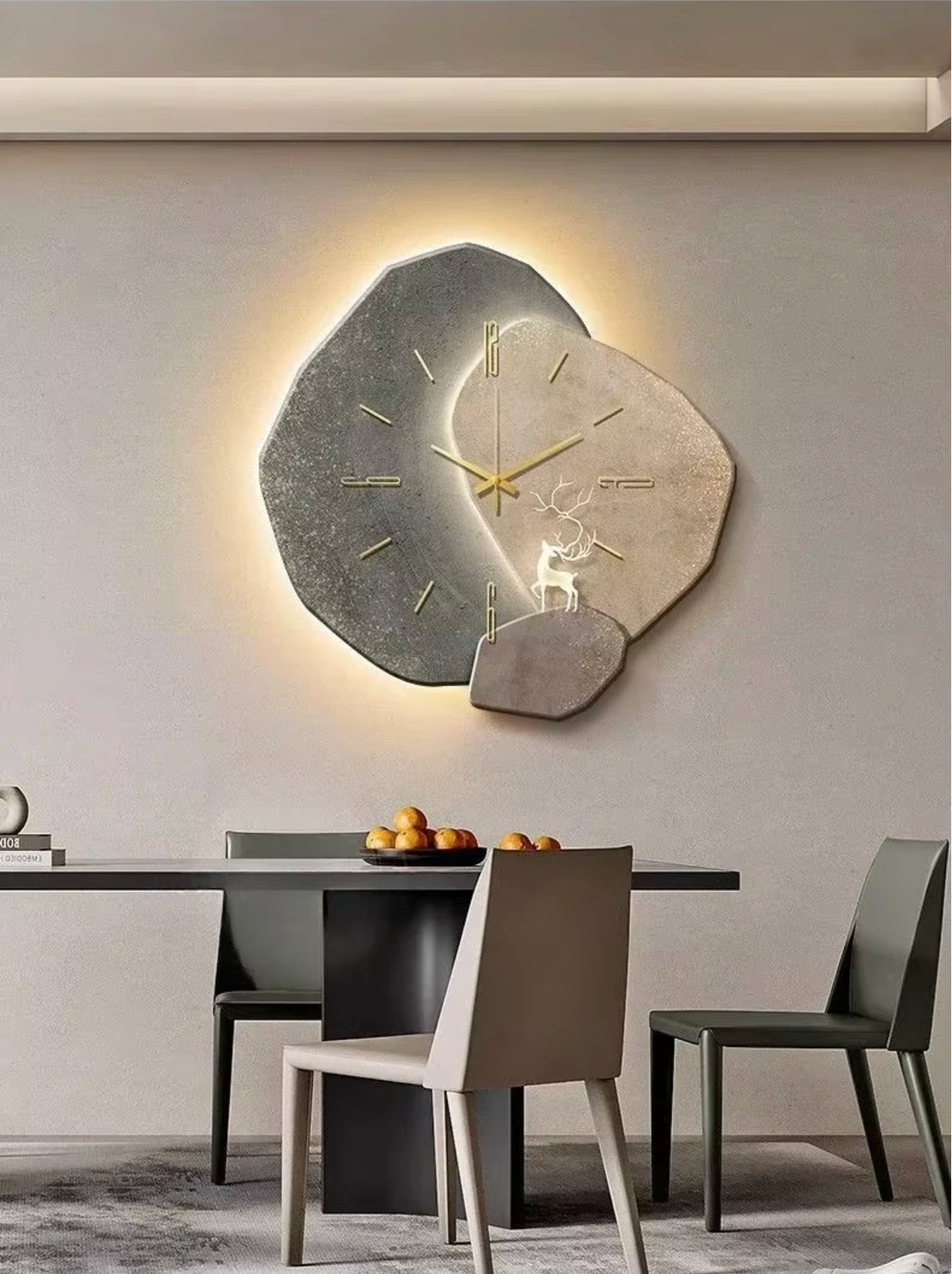 Wall Clock Natural Wood LED 19.7 in Silent Bedroom Living Room Decorative Ambient Lighting Quartz Timepiece | Thomler
