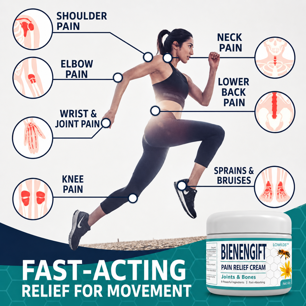 Warming Bee Venom Joint & Muscle Relief Cream for Stiffness & Discomfort Deep Massage Therapy Herbal Topical Balm for Knee Back Shoulder Nec | Thomler