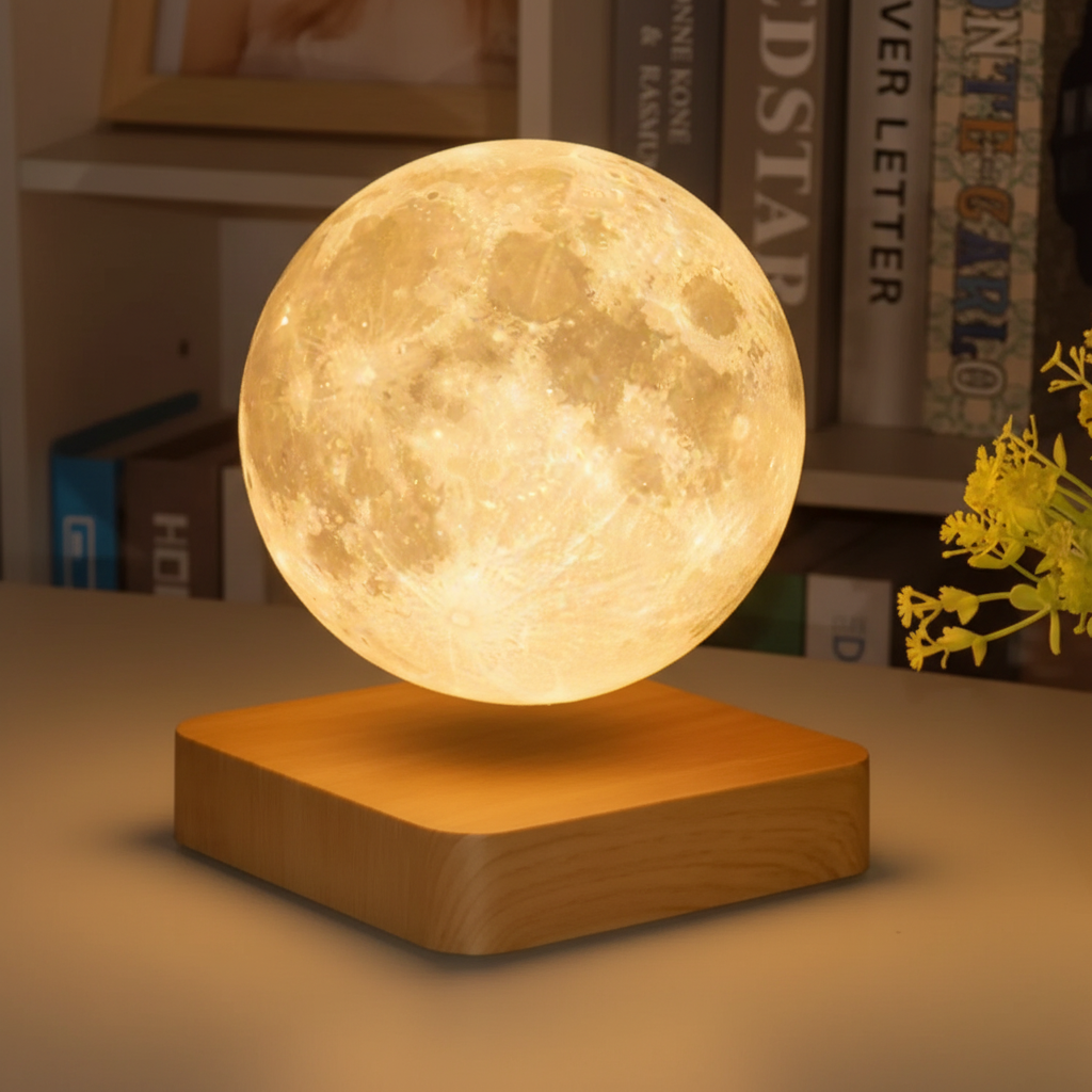 Table Lamp Wood Floating Moon LED Rechargeable Bedroom Night Light Decorative Ambient Lighting Dimmable Colour Changing | Thomler