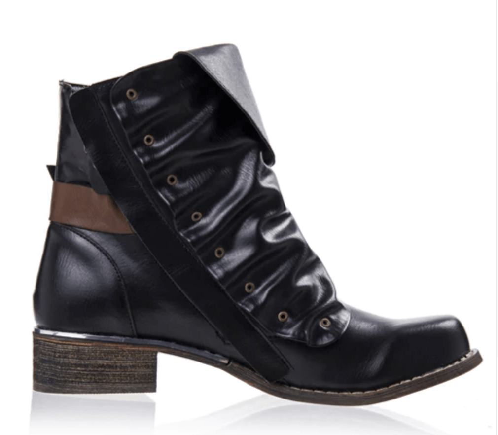Women's Ankle Winter Boots with Ruched Detail & Side Zip – Flat Vegan Leather Round Toe Bootie for Cold Weather | Thomler