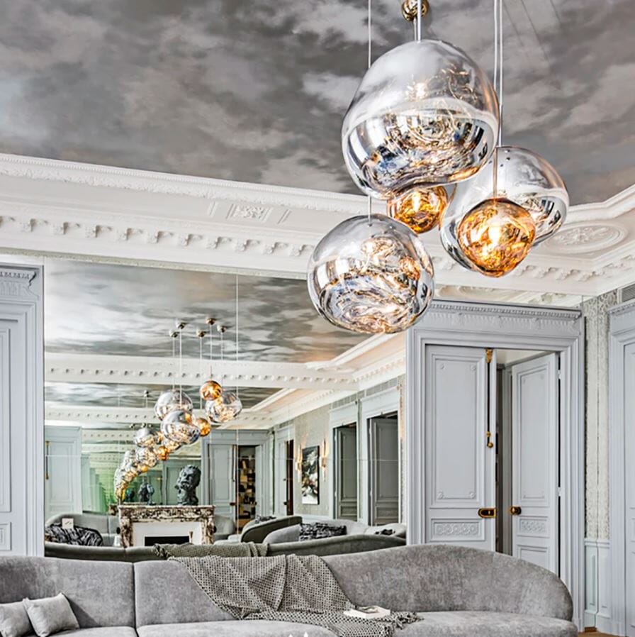 Pendant Light Mirrored Glass Sphere E27 Adjustable Dining Room Kitchen Island Hanging Ceiling Lamp | Thomler