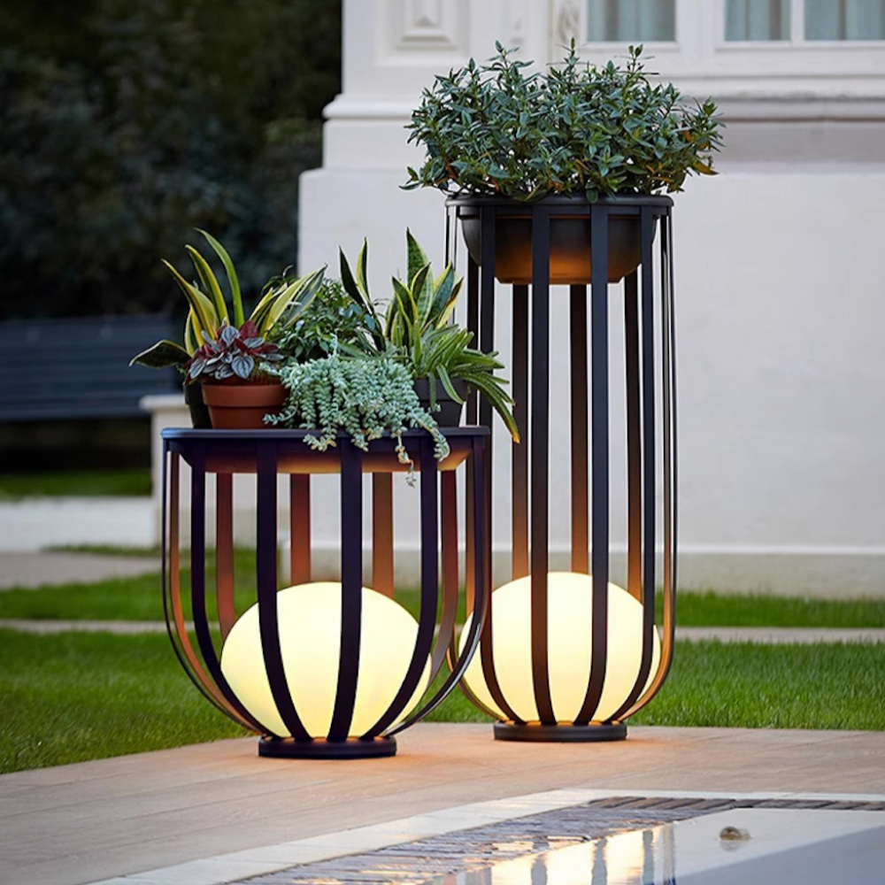 Outdoor Solar Flower Stand Light Aluminum 22 in Medium 37 in Large Garden Patio Pathway Decorative LED | Thomler