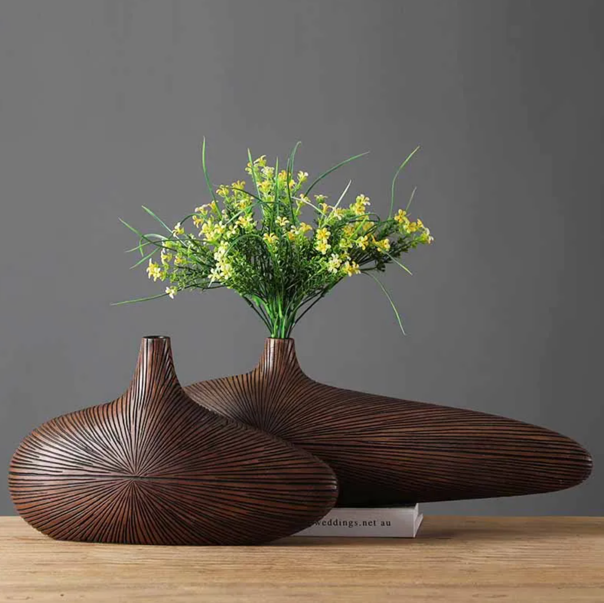 Decorative Vase Imitation Wood 14 in Medium 20 in Large Sculpted Home Accent | Thomler