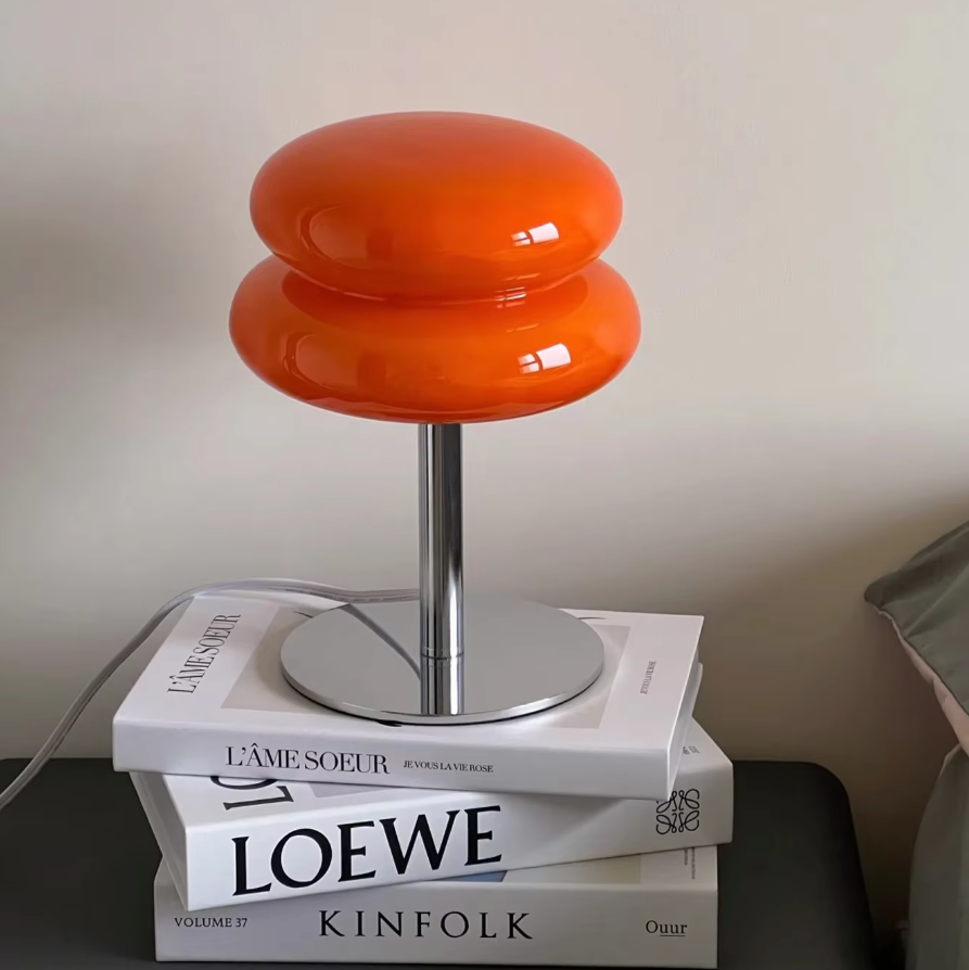Table Lamp Glass 28.0 cm Orange Ambient Lighting Bedroom Bedside Reading Light Dimmable USB Desk Lamp | Thomler