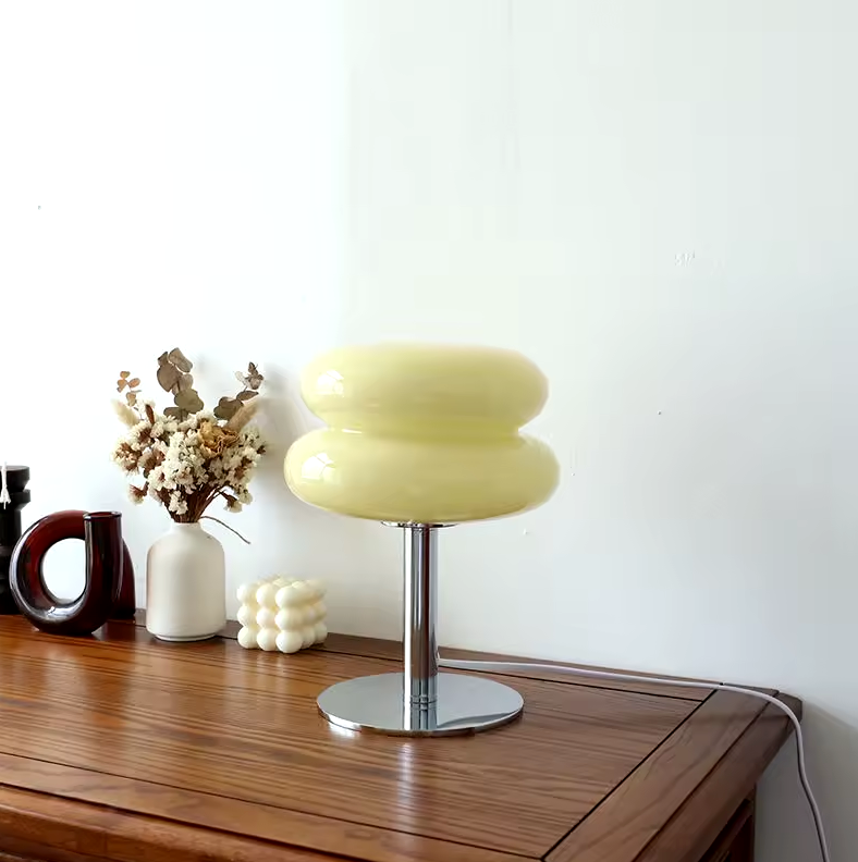 Table Lamp Glass 28.0 cm Orange Ambient Lighting Bedroom Bedside Reading Light Dimmable USB Desk Lamp | Thomler