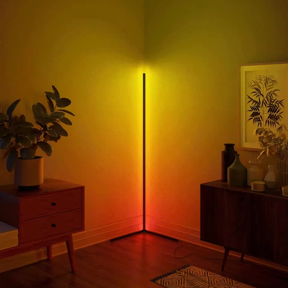 Floor Lamp Aluminium 150.0 cm (59.1") RGB Corner Living Room Ambient Lighting App Controlled Music Sync Mood Light | Thomler
