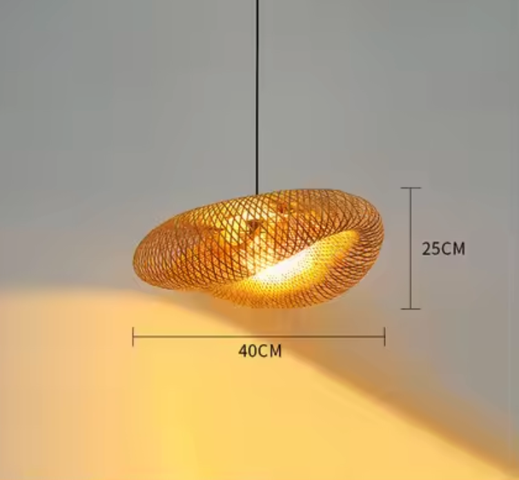 Pendant Light Bamboo 80.0 cm Natural Dining Room Living Space Japandi Hanging Ceiling Lamp Handwoven Open Weave E27 | Thomler