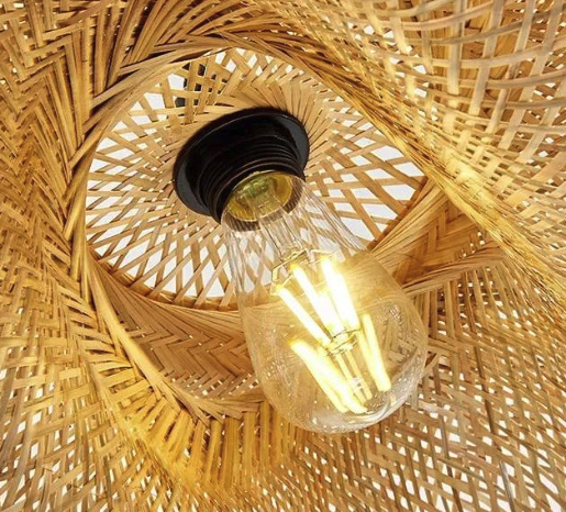 Pendant Light Bamboo 80.0 cm Natural Dining Room Living Space Japandi Hanging Ceiling Lamp Handwoven Open Weave E27 | Thomler