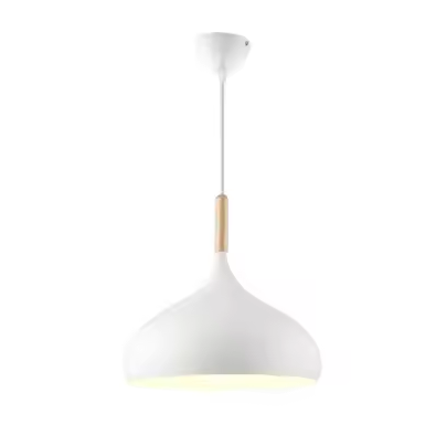 Pendant Light Aluminium 24.0 cm Wooden Accent Dining Room Kitchen Island Scandinavian Hanging Ceiling Lamp Adjustable Cord | Thomler