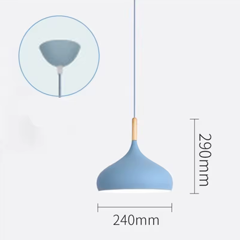 Pendant Light Aluminium 24.0 cm Wooden Accent Dining Room Kitchen Island Scandinavian Hanging Ceiling Lamp Adjustable Cord | Thomler