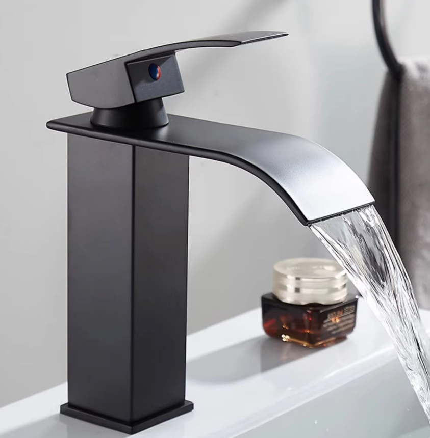 Washbasin Faucet Stainless Steel 25.0 cm 9.8" Waterfall Bathroom Basin Mixer Tap Deck Mounted Single Hole Hot Cold | Thomler