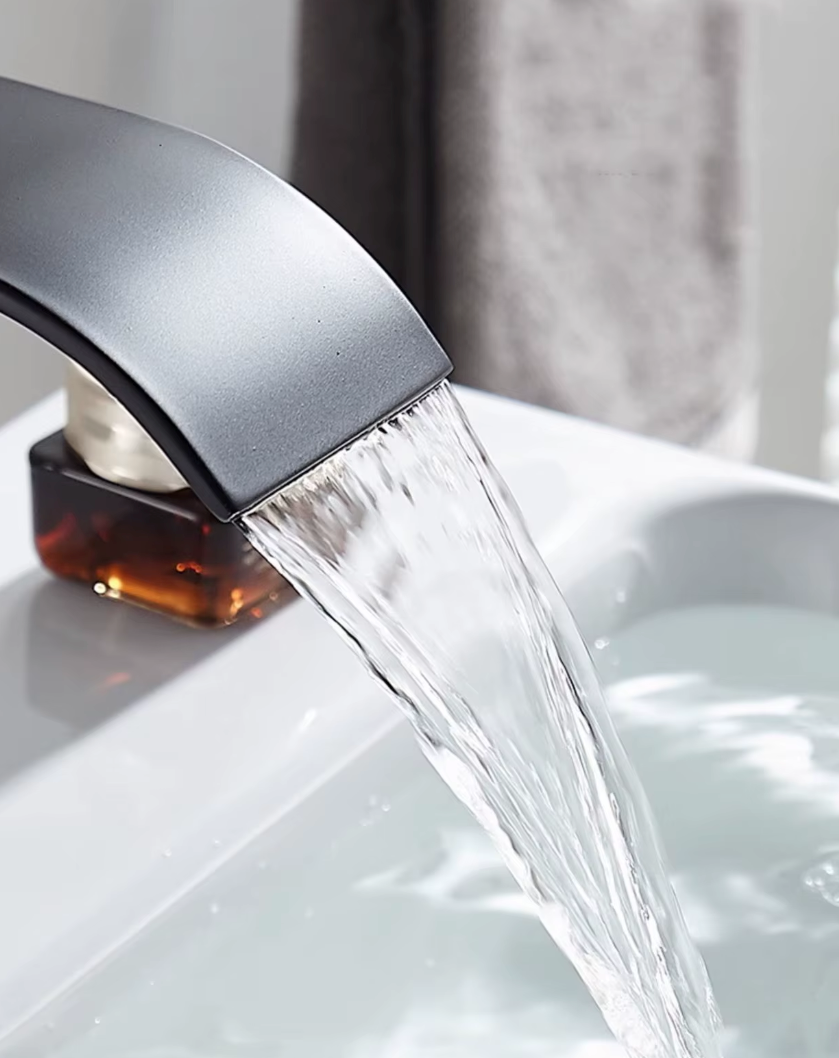 Washbasin Faucet Stainless Steel 25.0 cm 9.8" Waterfall Bathroom Basin Mixer Tap Deck Mounted Single Hole Hot Cold | Thomler